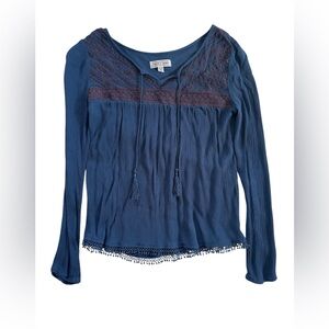 Cape Juby Blue Lace Detail Blouse